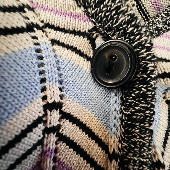 Pendleton Silk Cotton Chevron Knit Cardigan Gray Purple Blue V Neck Small - Picture 7 of 12